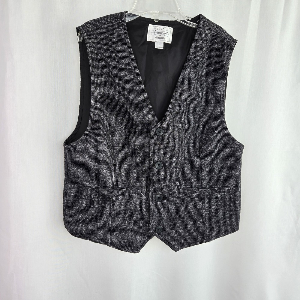 Gymboree Boys Vest Holiday Christmas wedding Size L 10-12 Dressed UP Gray Cotton
